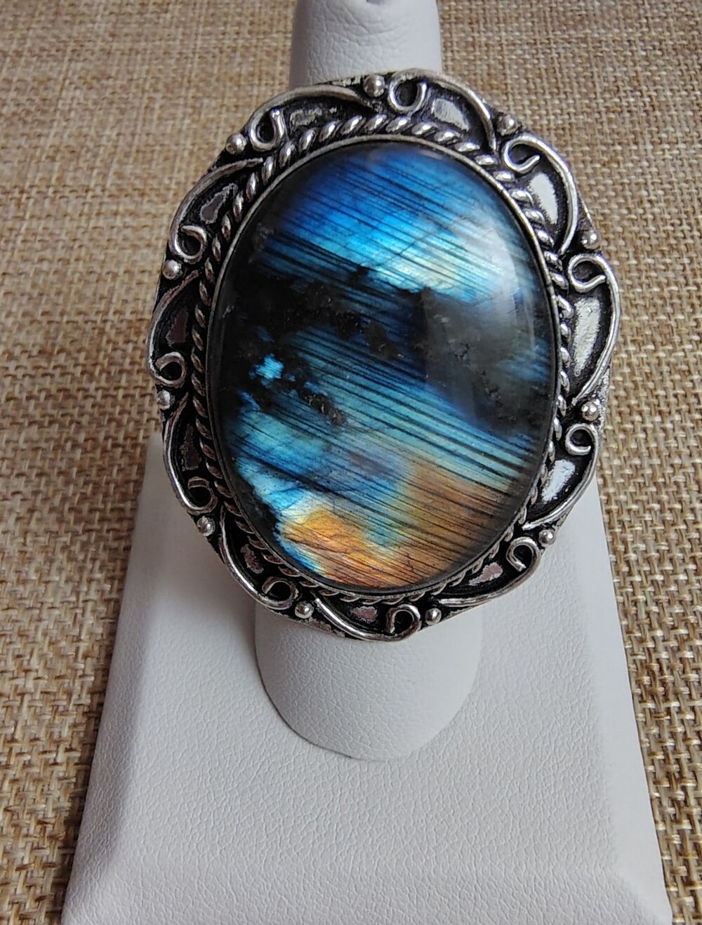 Labradorite Oval Statement Ring